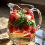 Witte sangria met aardbei en basilicum