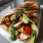 Wrap met gegrilde kip, avocado en pestosaus