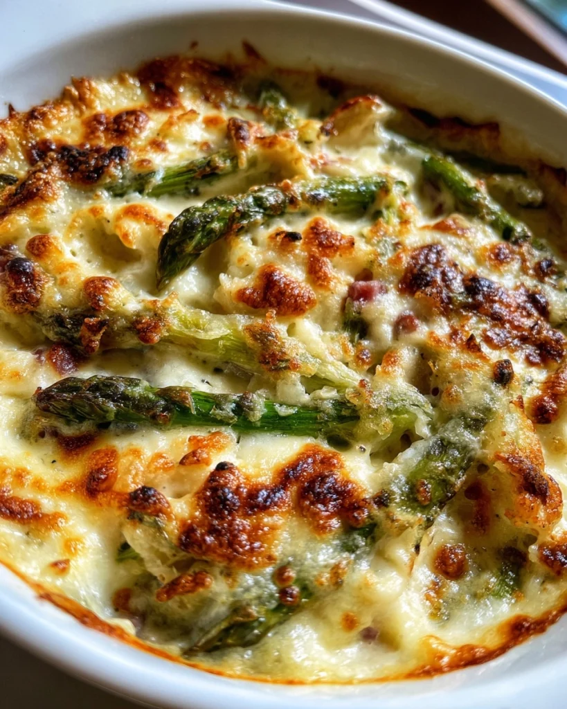 Gegratineerde Ovenschotel Met Witte Asperges En Beenham