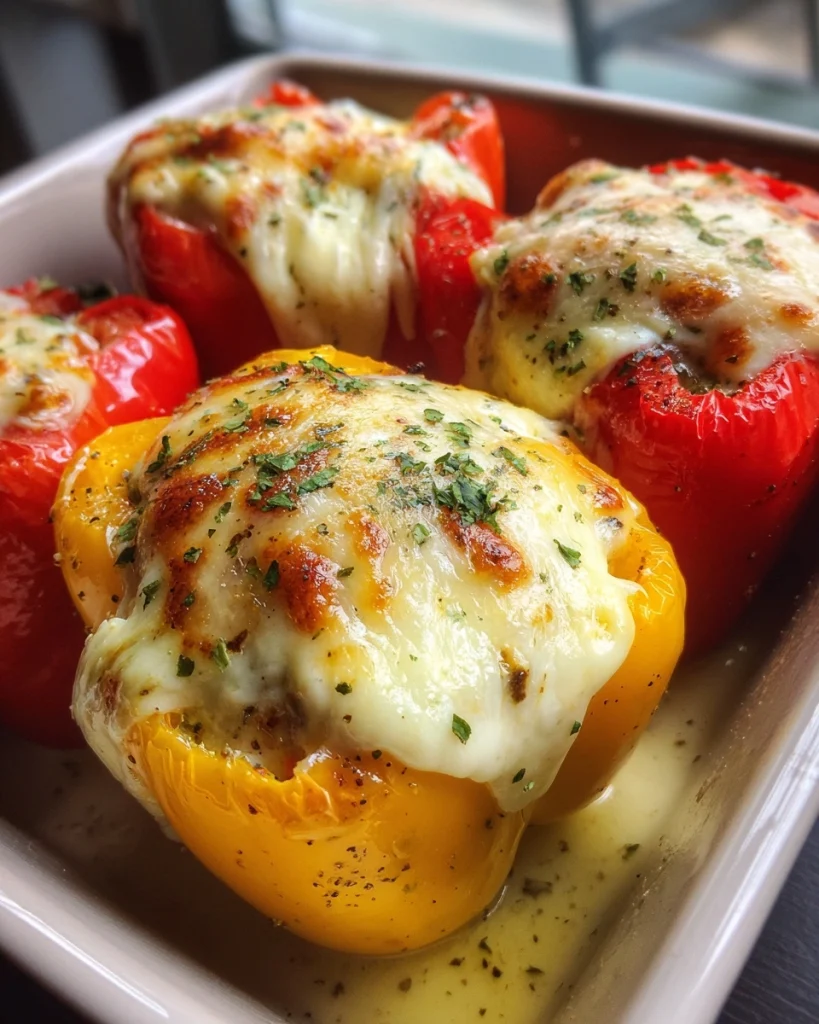 Gevulde Paprika’s Met Boursin En Mozzarella Die Heerlijk Smelten