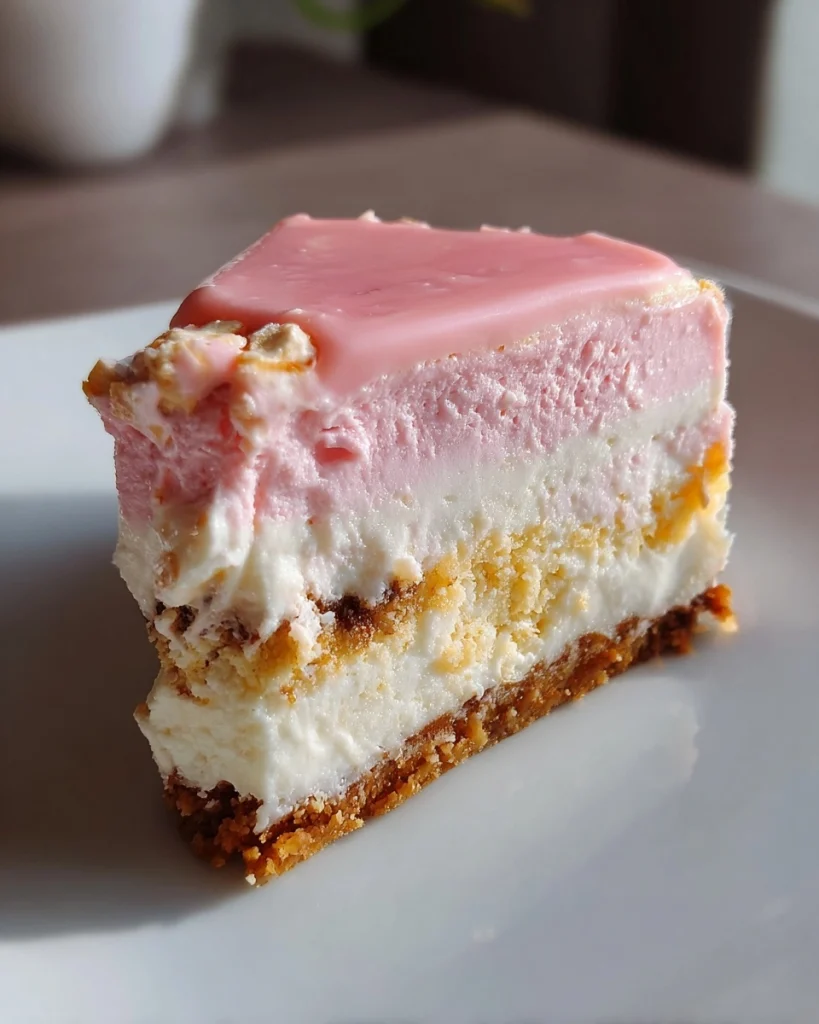 No-Bake Tompouce Cheesecake Met Roze Glazuur Om Van Te Dromen