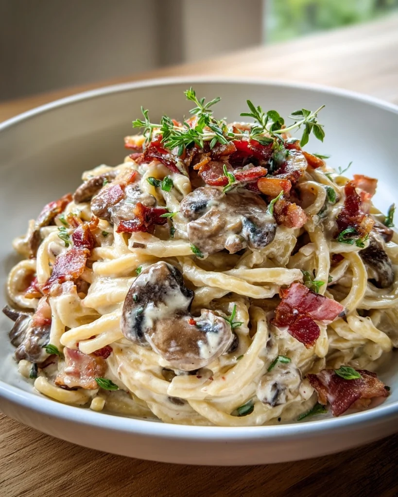 Romige Boursin Pasta Met Spekjes & Champignons In 20 Minuten