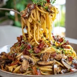 Romige Champignon-Spekjes Pasta Voor Echte Comfortfoodliefhebbers
