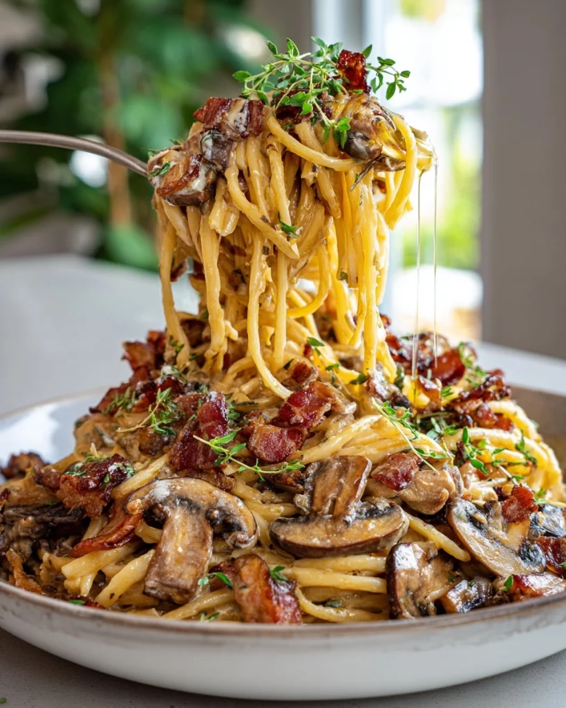 Romige Champignon-Spekjes Pasta Voor Echte Comfortfoodliefhebbers