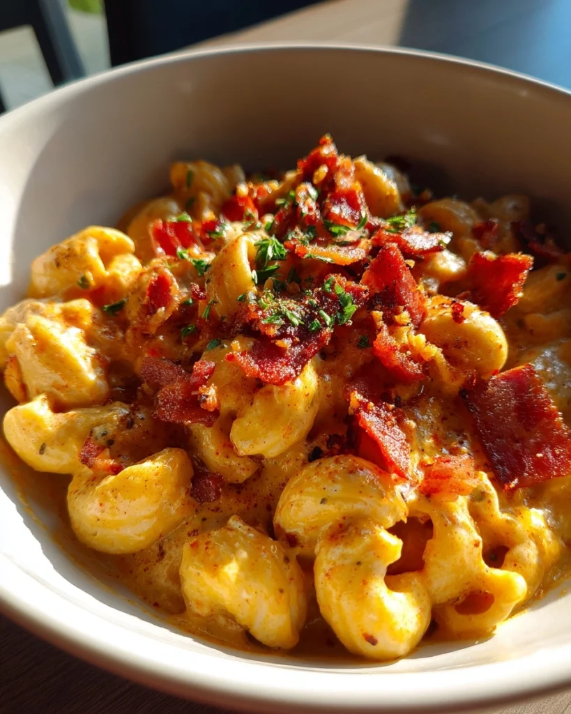 Romige Indische Macaroni Met Boursin En Kerrie-Spekjes