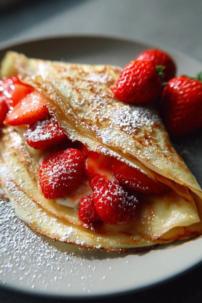 Crêpes met Nutella en aardbeien