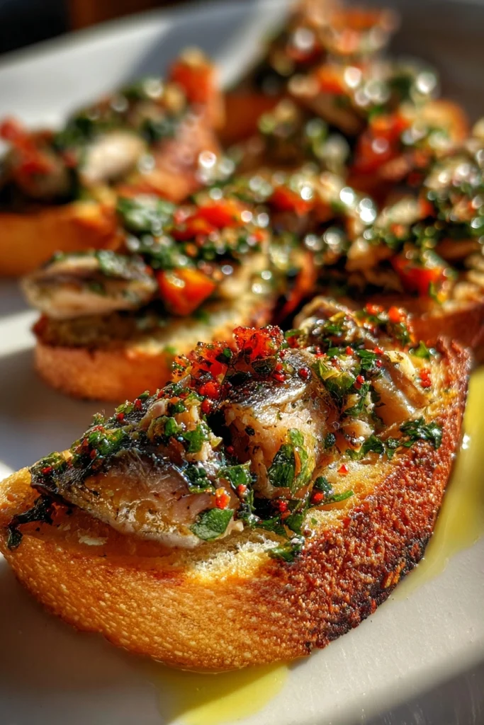 Tinned fish bruschetta