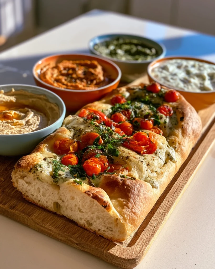 Borrel Focaccia met Dipschaaltjes