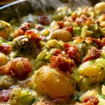 krieltjes-ovenschotel met prei en spekjes