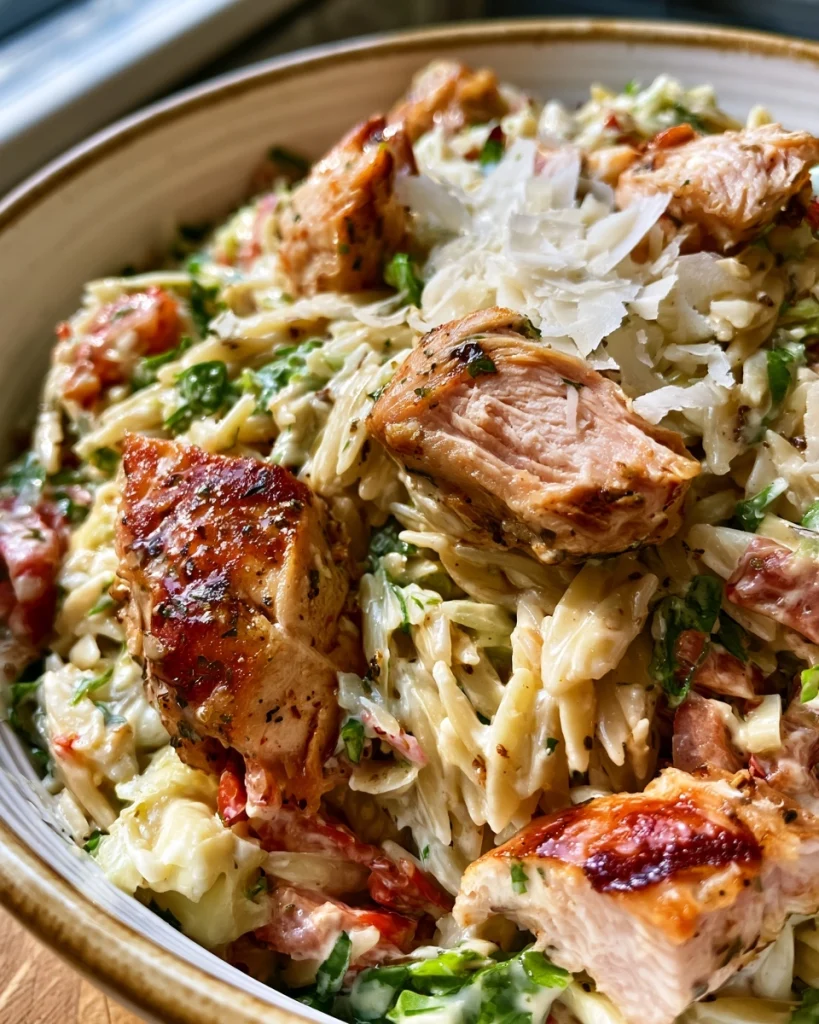 Caesar Orzosalade met Kip en Parmezaan