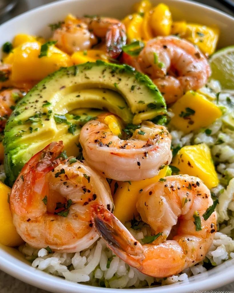 Garnalenbowl met Mango, Avocado en Limoenrijst