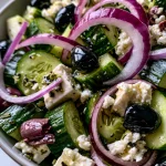 Griekse Komkommersalade met Feta, Olijven en Rode Ui