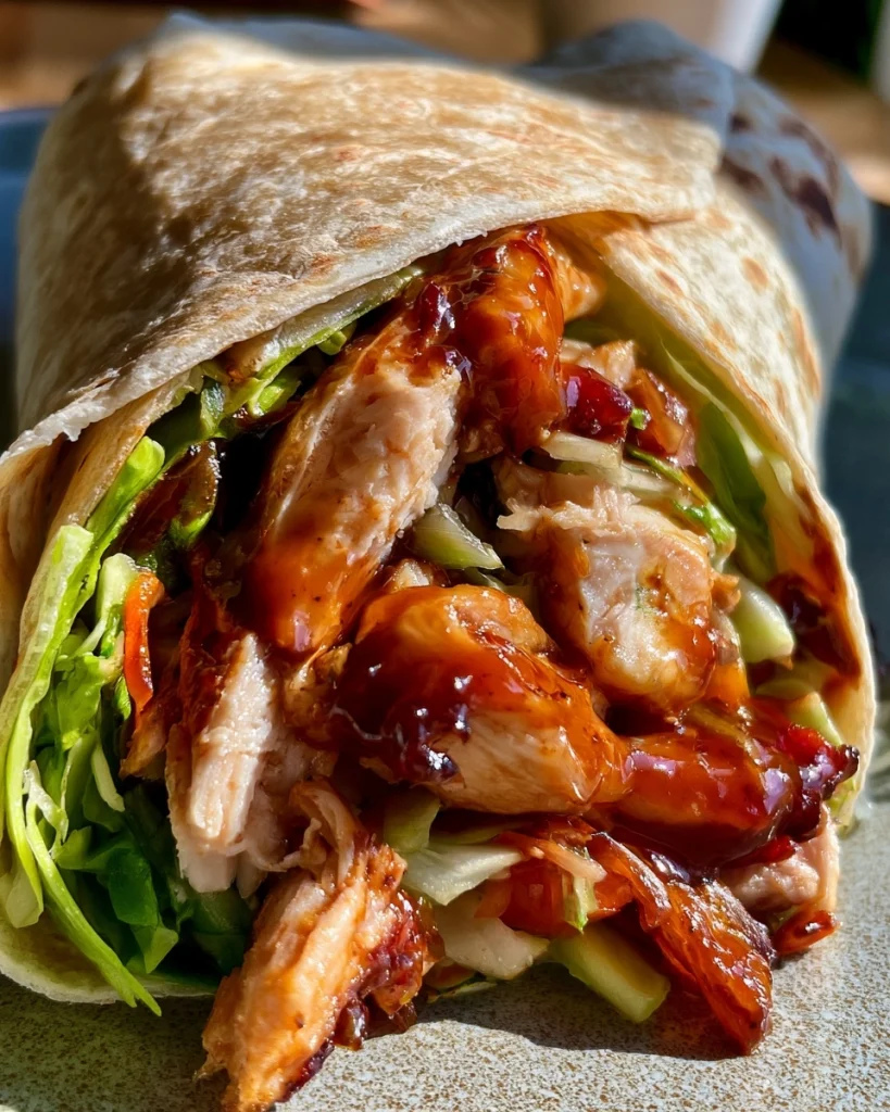 Honing-BBQ Kipwrap met Koolsalade