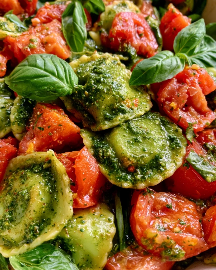 Italiaanse Pastasalade met Ravioli, Pesto en Tomaat