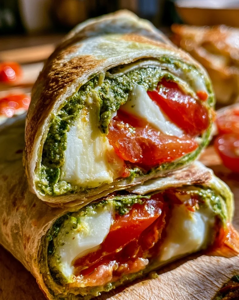 Italiaanse Wrap met Pesto, Mozzarella en Tomaat