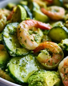 Komkommersalade met Garnalen, Avocado en Limoen