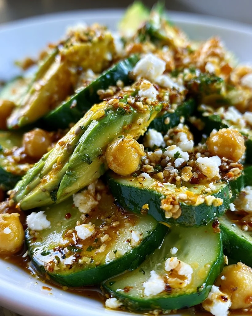 Loaded Komkommersalade met Avocado, Feta en Kikkererwten