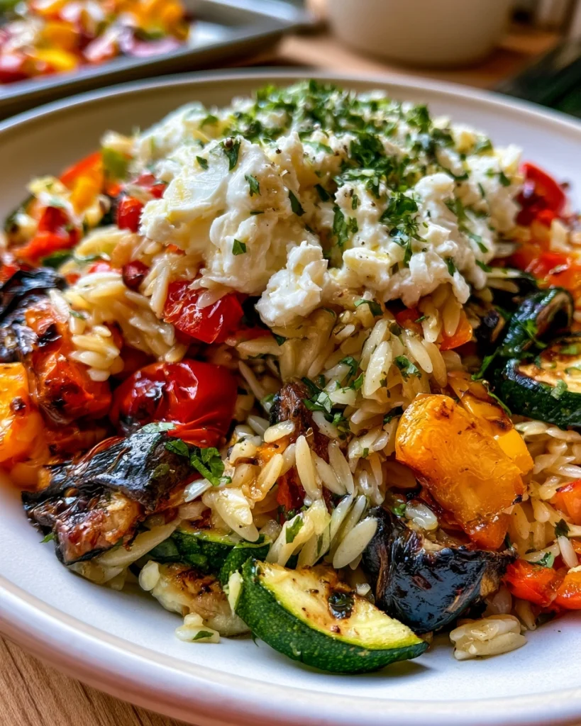 Mediterrane Orzobowl met Feta en Gegrilde Groenten