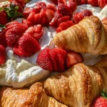 Romantische Picknickplank met Brie, Aardbeien en Croissants