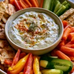 Romige Feta-Yoghurtdip met Groenten en Crackers