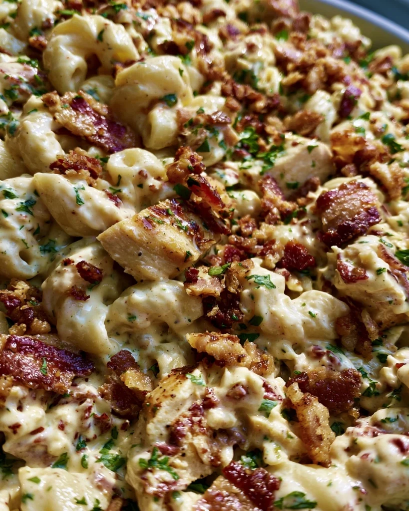 Romige Macaronisalade met Kip en Bacon