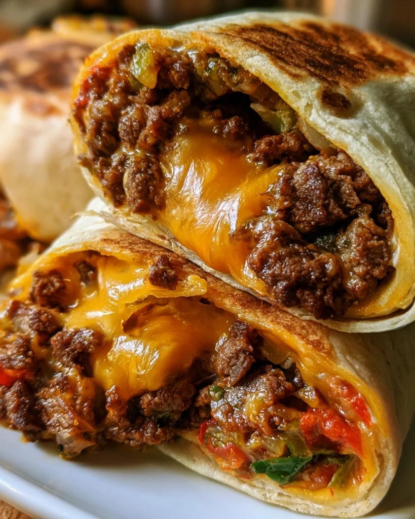 Taco Cheeseburger Wrap met Gehakt en Cheddar