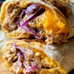 Tonijnwrap met Cheddar, Rode Ui en Mosterd