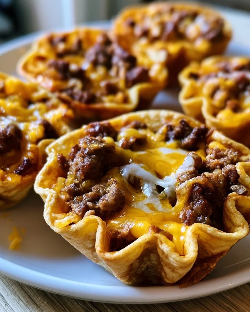 Tortilla Taco Cups met Gehakt en Kaas